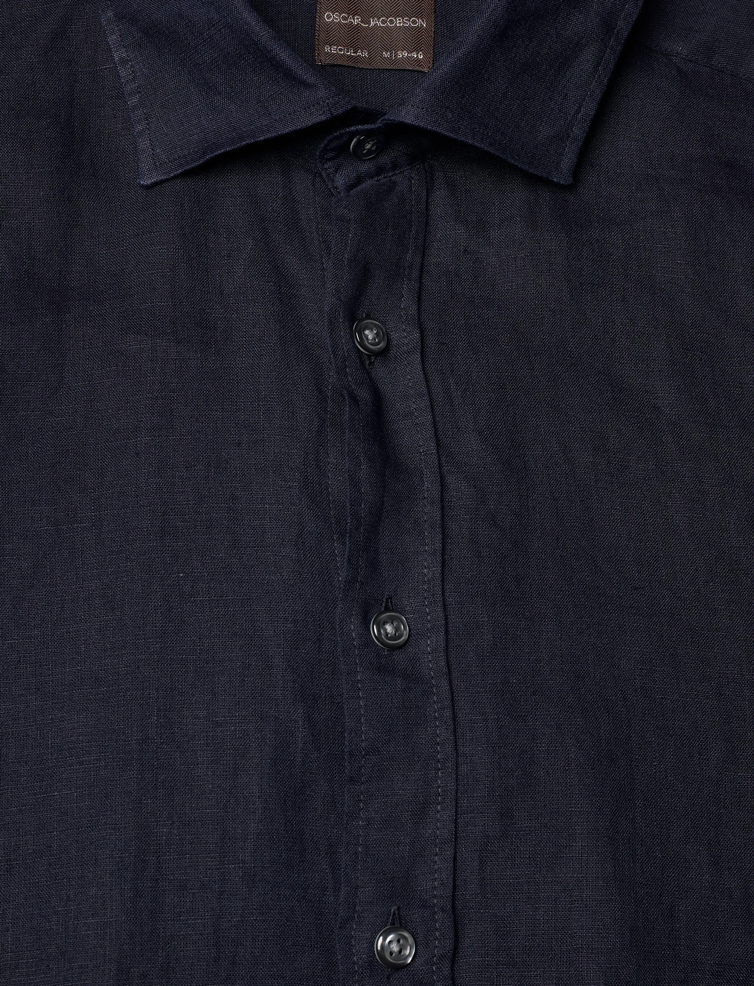 Oscar Jacobson - Reg Fit Cut Away Linen Shirt - basic overhemden - navy - 2
