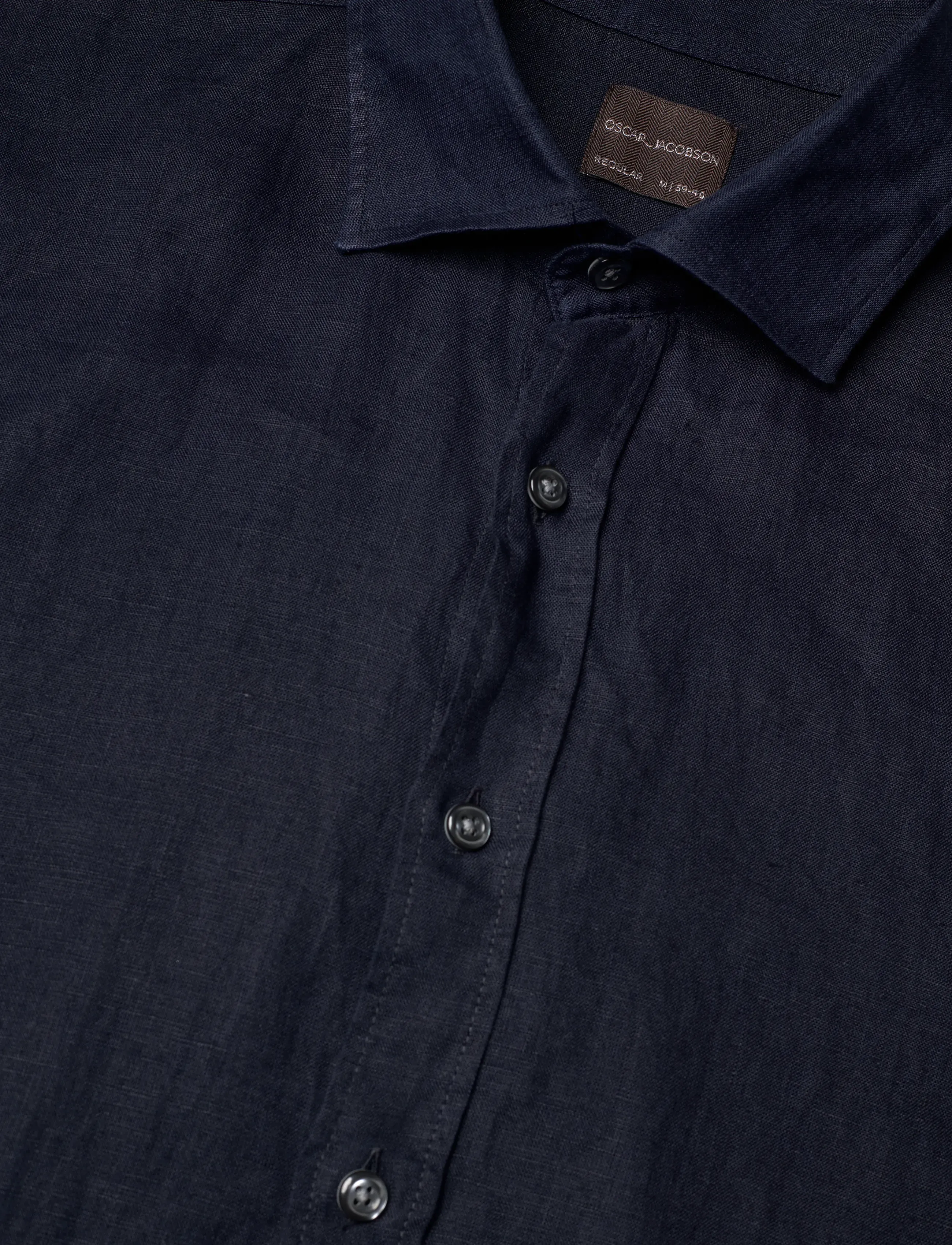 Oscar Jacobson - Reg Fit Cut Away Linen Shirt - basic overhemden - navy - 3