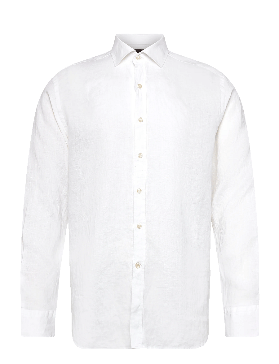 Oscar Jacobson - Reg Fit Cut Away Linen Shirt - basic skjorter - optical white - 1