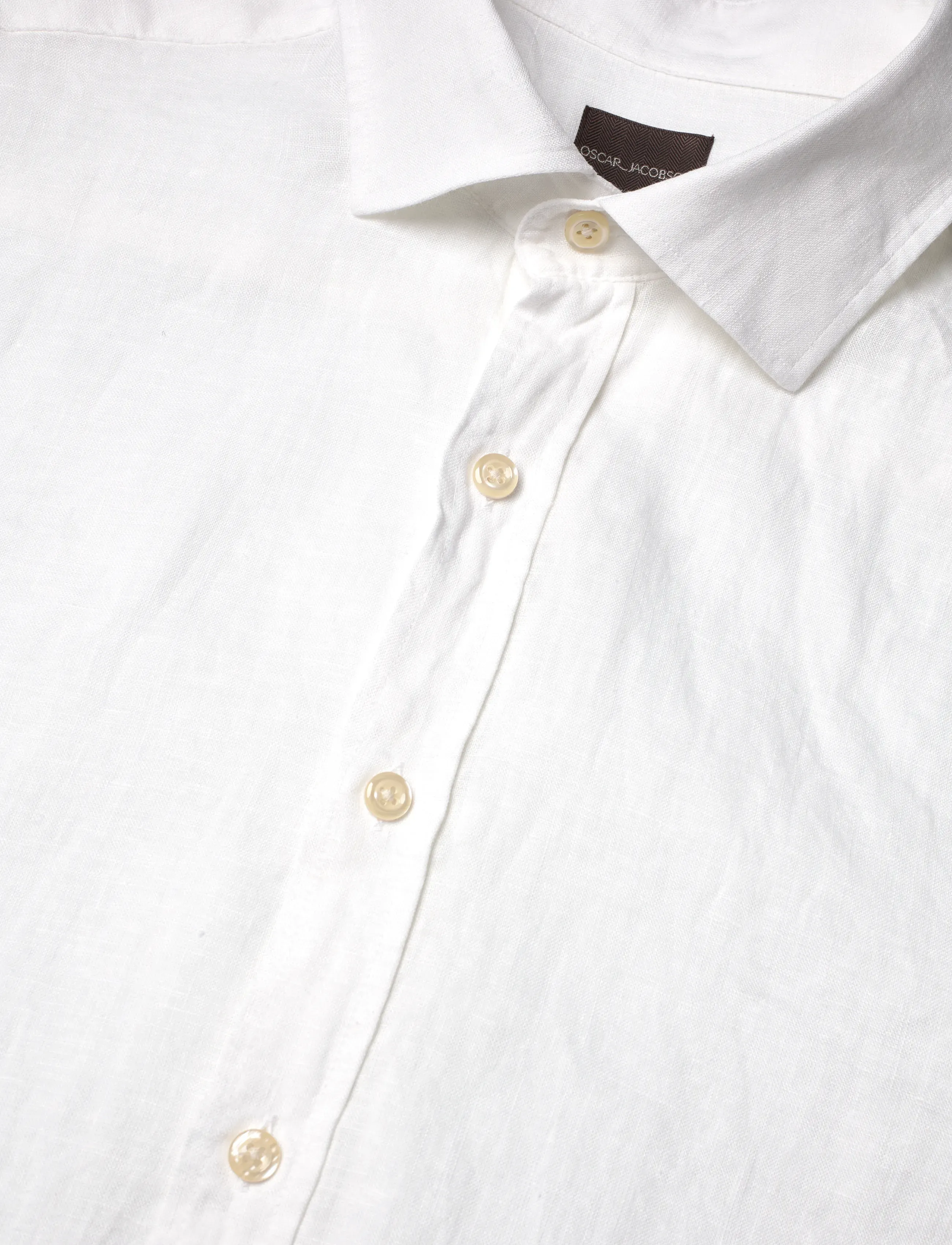 Oscar Jacobson - Reg Fit Cut Away Linen Shirt - basic skjorter - optical white - 5