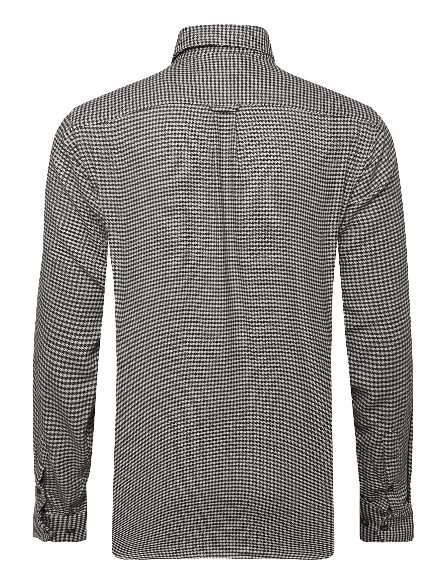 Oscar Jacobson - Straight Fit Casual Spread Houndstooth - flannel-skjorter - black brown - 1