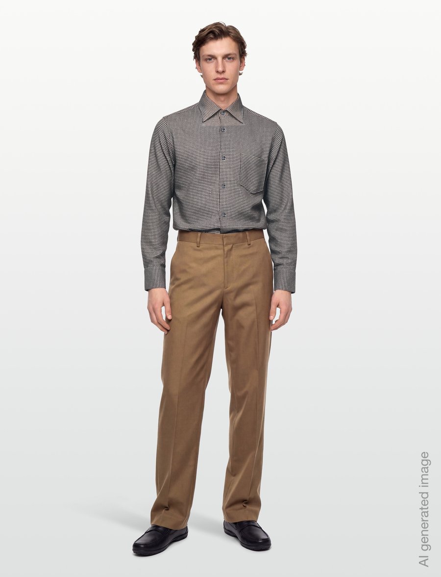 Oscar Jacobson - Straight Fit Casual Spread Houndstooth - flanellsärgid - black brown - 0