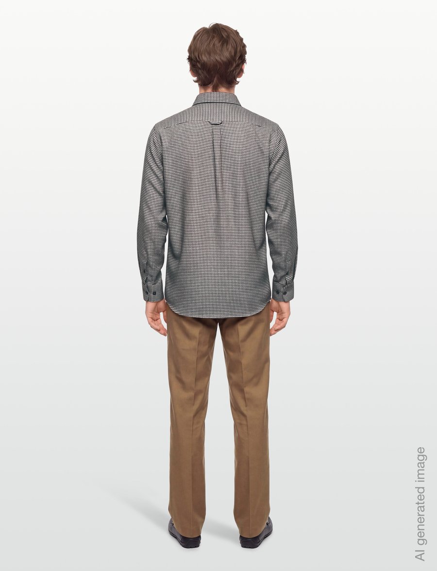 Oscar Jacobson - Straight Fit Casual Spread Houndstooth - flanellsärgid - black brown - 4