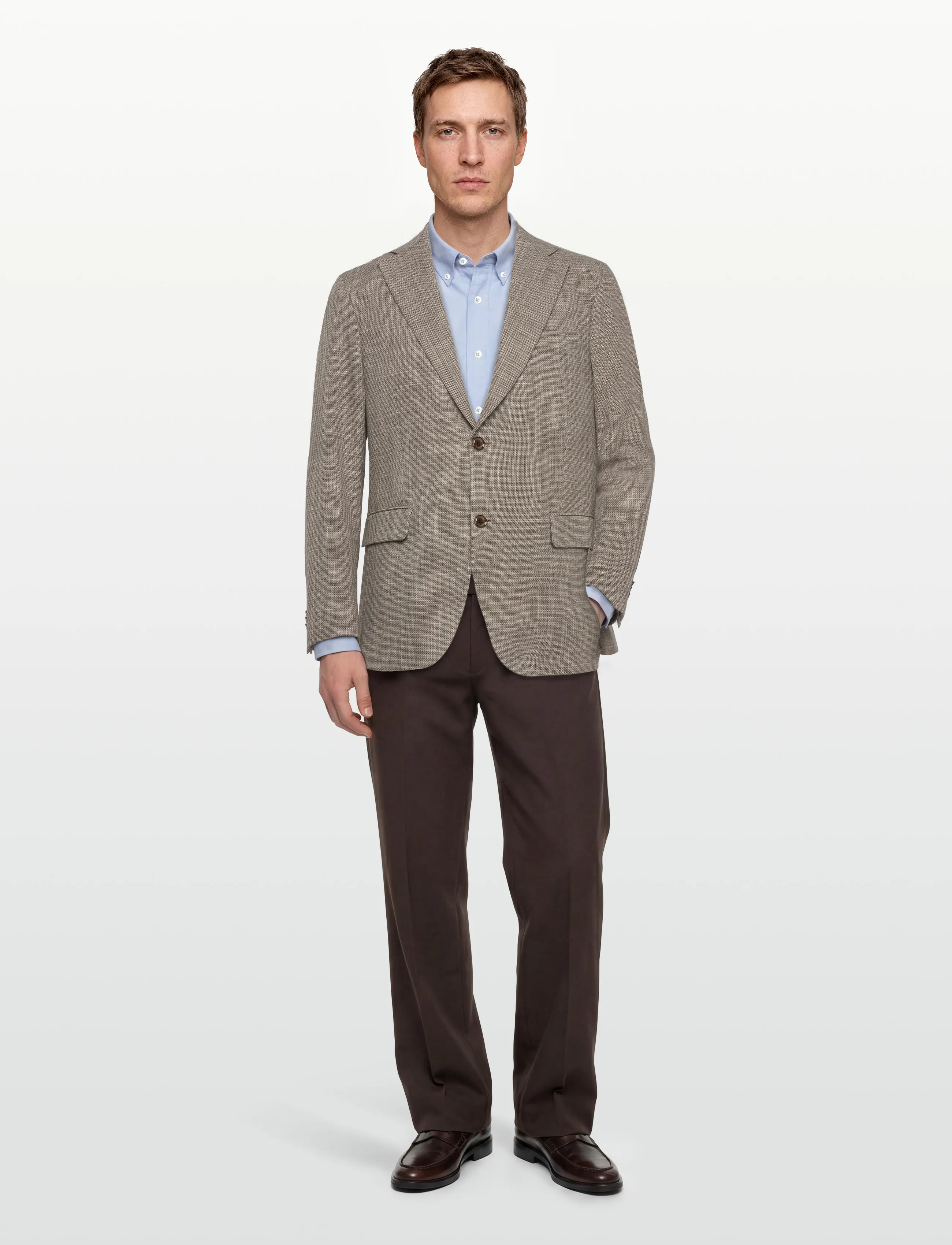 Oscar Jacobson Fogerty Blazer, Mænd, Enkeltradet Blazer, Brun, Str: 50