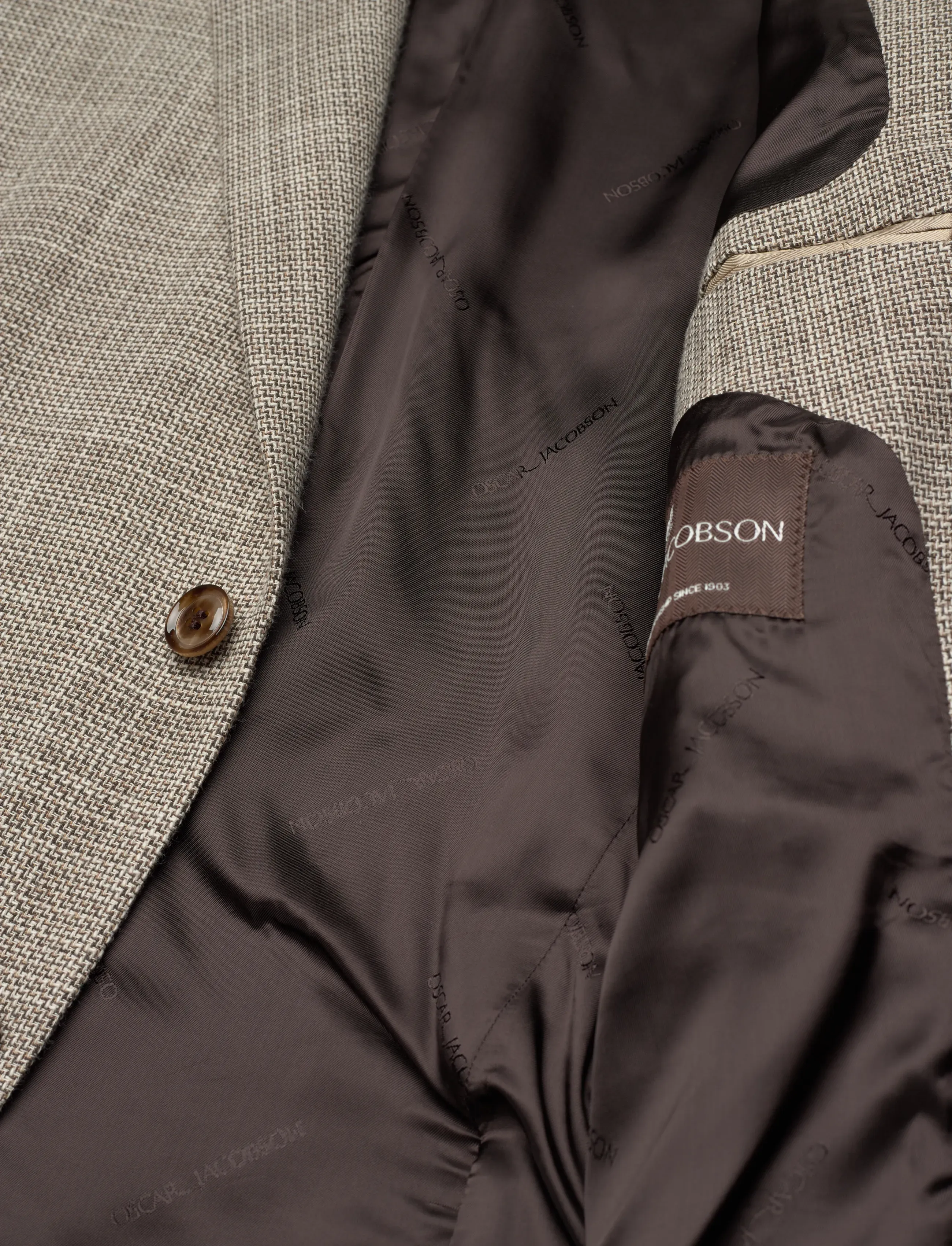 Oscar Jacobson - Fogerty Blazer - Ühe rinnatisega pintsakud - pebble beige - 4
