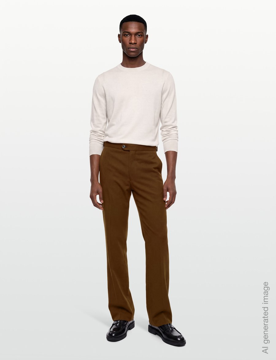 Oscar Jacobson - Dandy Side Adjuster Trousers - chino's - brown leaf - 0