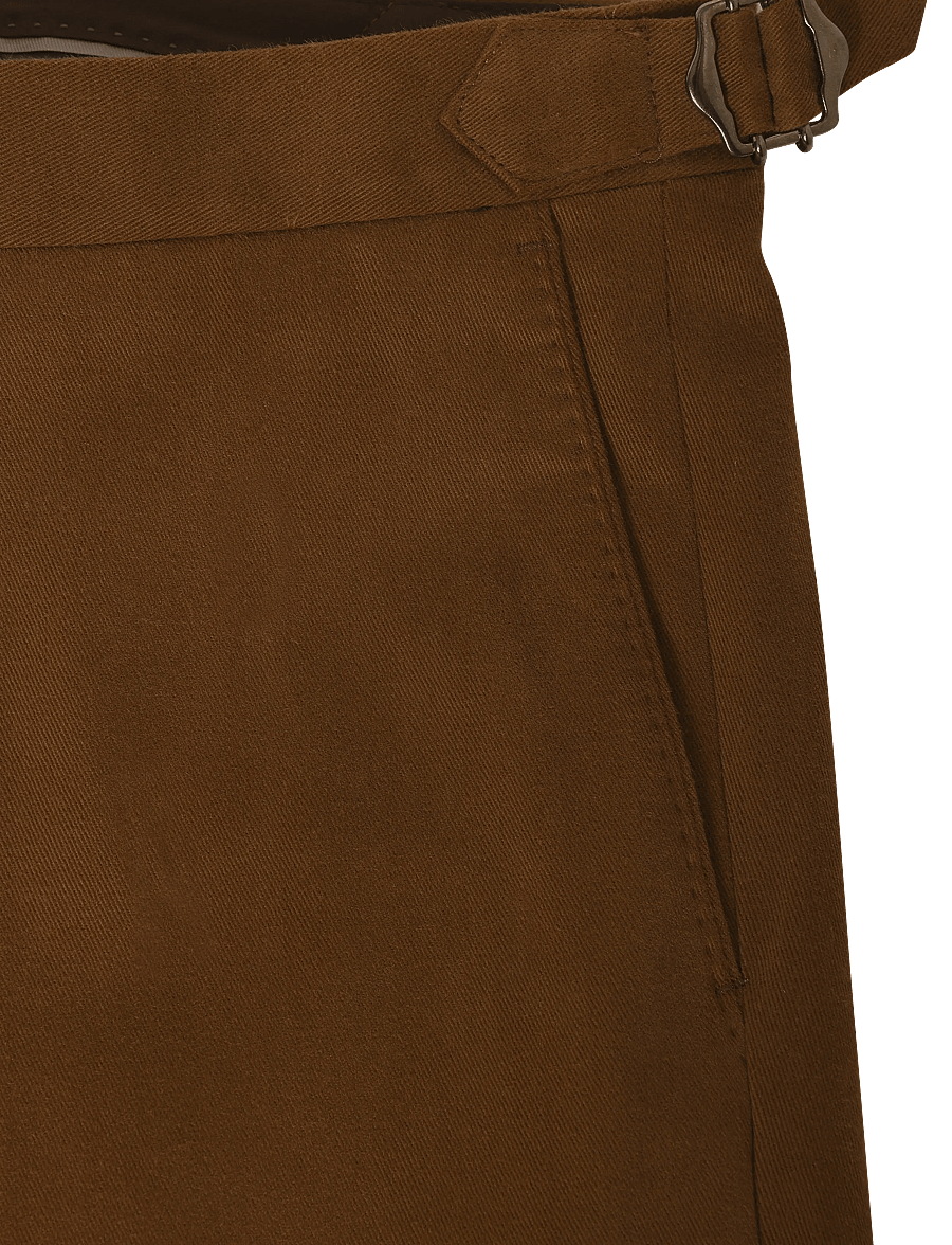 Oscar Jacobson - Dandy Side Adjuster Trousers - chinos - brown leaf - 2