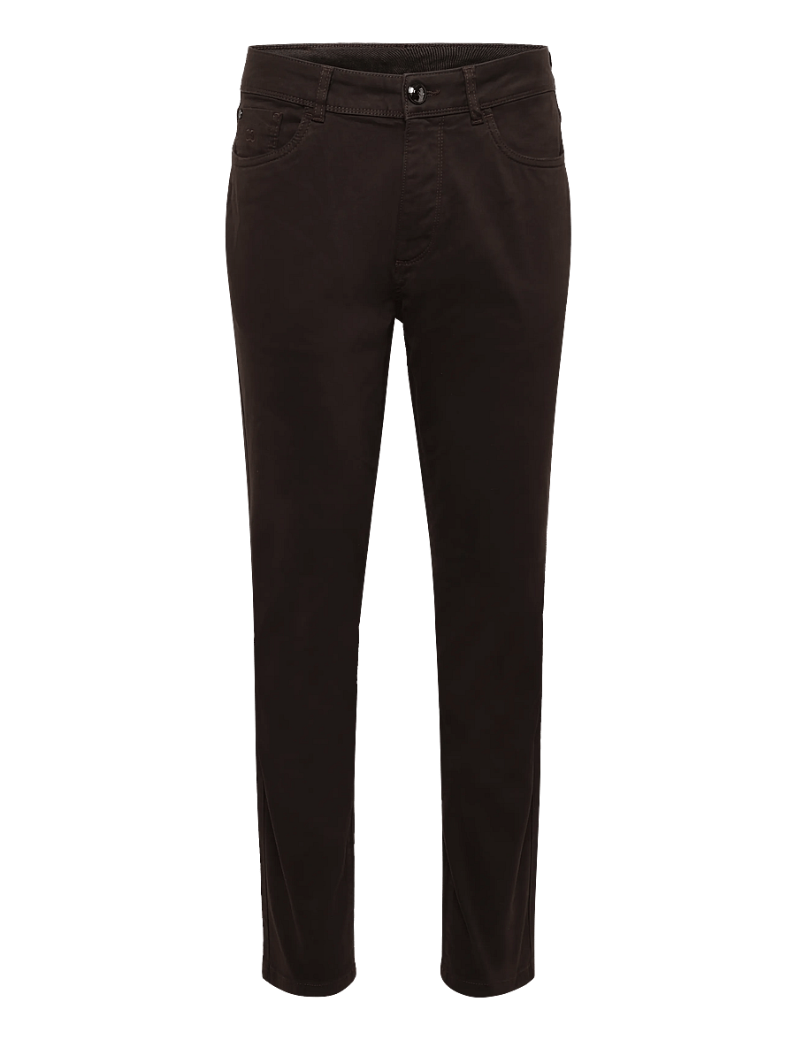Oscar Jacobson - Slim Fit 5-Pocket Stretch Peached Cotton - chinos - brown elk - 0