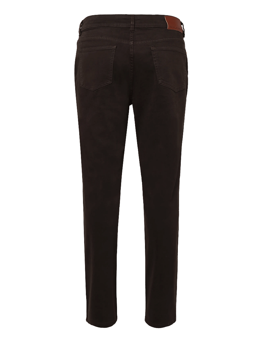 Oscar Jacobson - Slim Fit 5-Pocket Stretch Peached Cotton - chinos - brown elk - 1