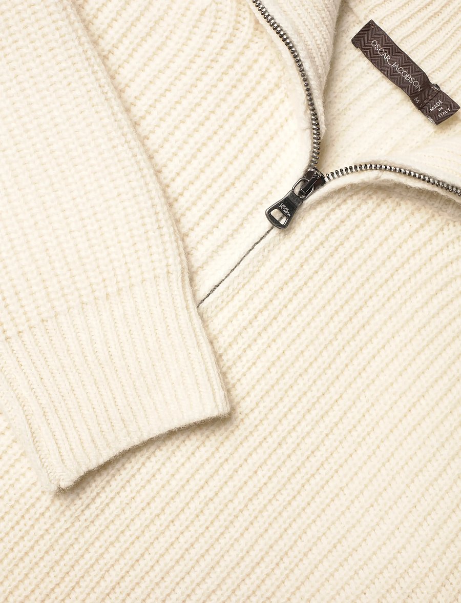 Oscar Jacobson - Mauritz Half zip - puolivetoketjulliset neuleet - white shell - 3