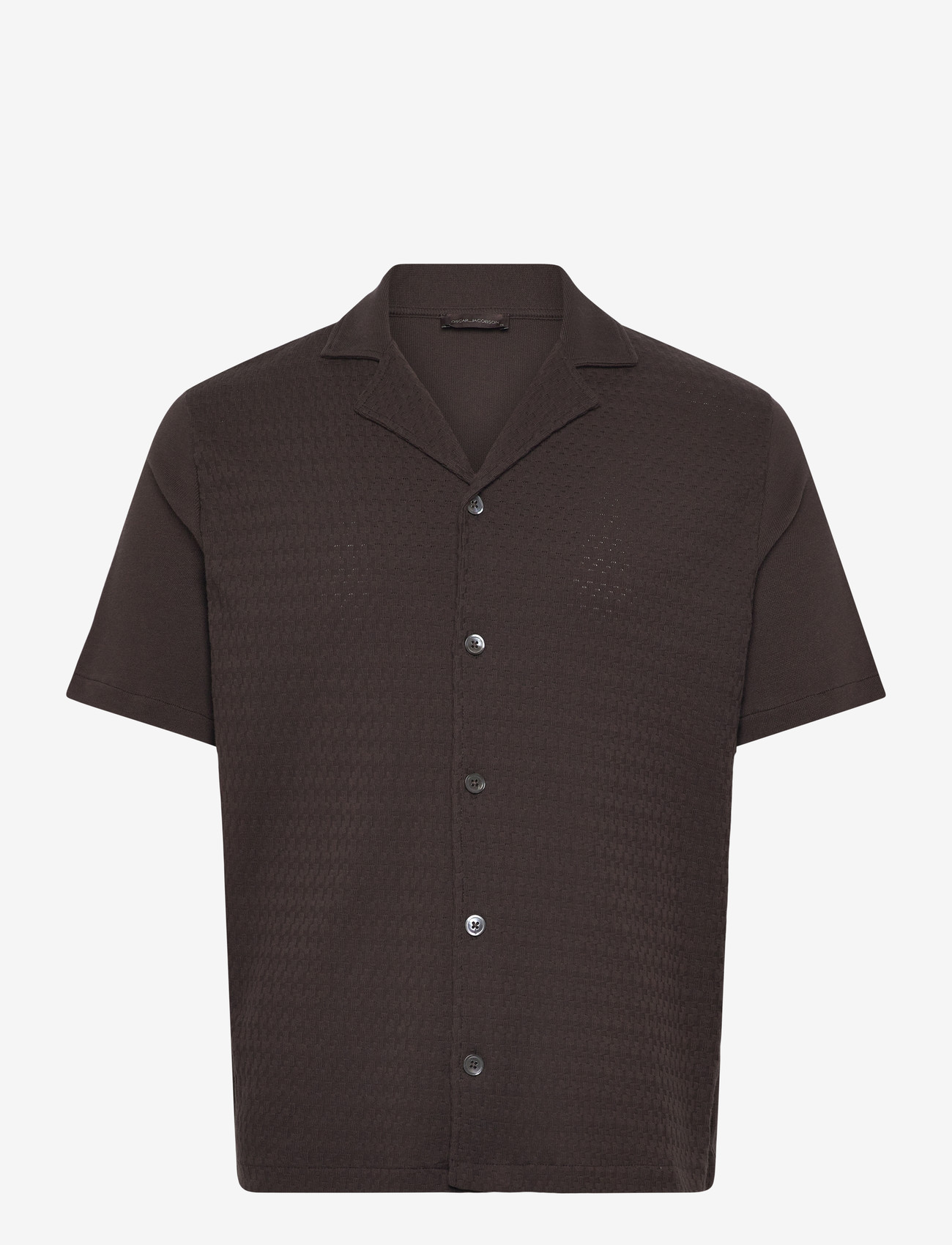 Oscar Jacobson - Kirk Knitted Shirt - basic skjorter - brown elk - 0