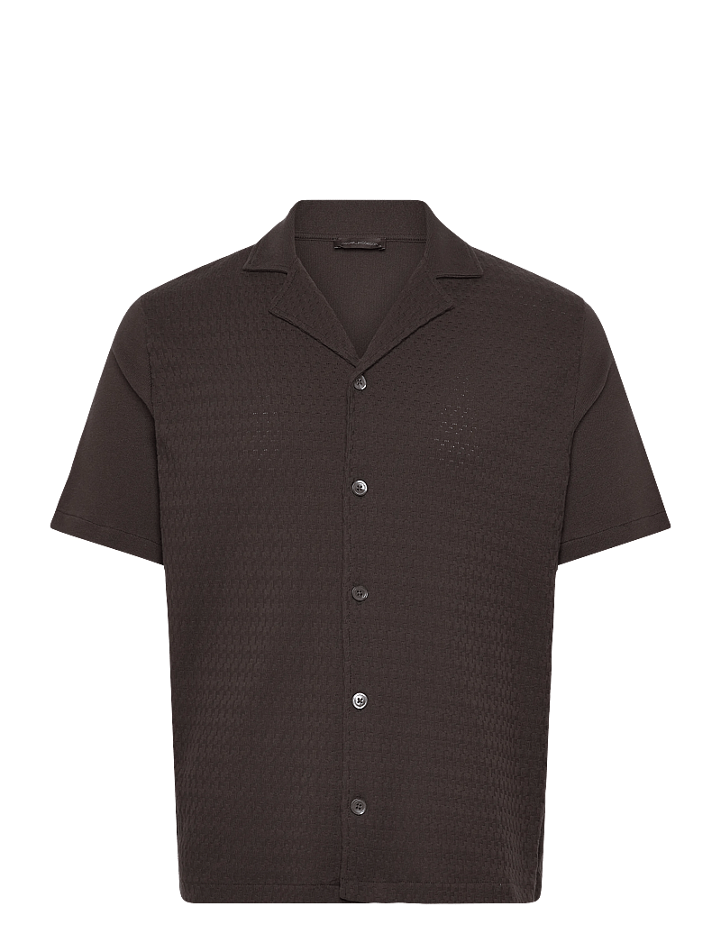 Oscar Jacobson - Kirk Knitted Shirt - basic-hemden - brown elk - 0