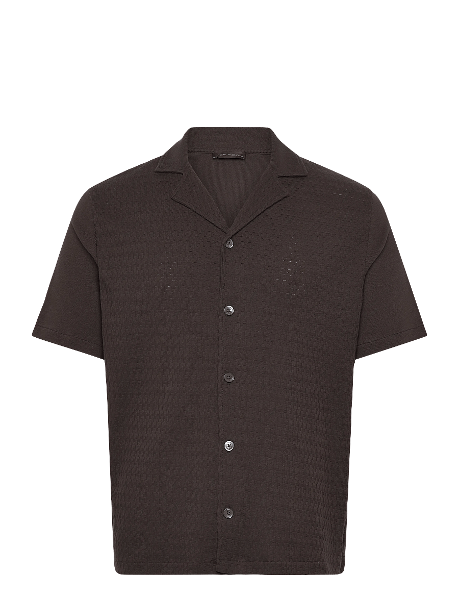 Oscar Jacobson - Kirk Knitted Shirt - basic overhemden - brown elk - 0