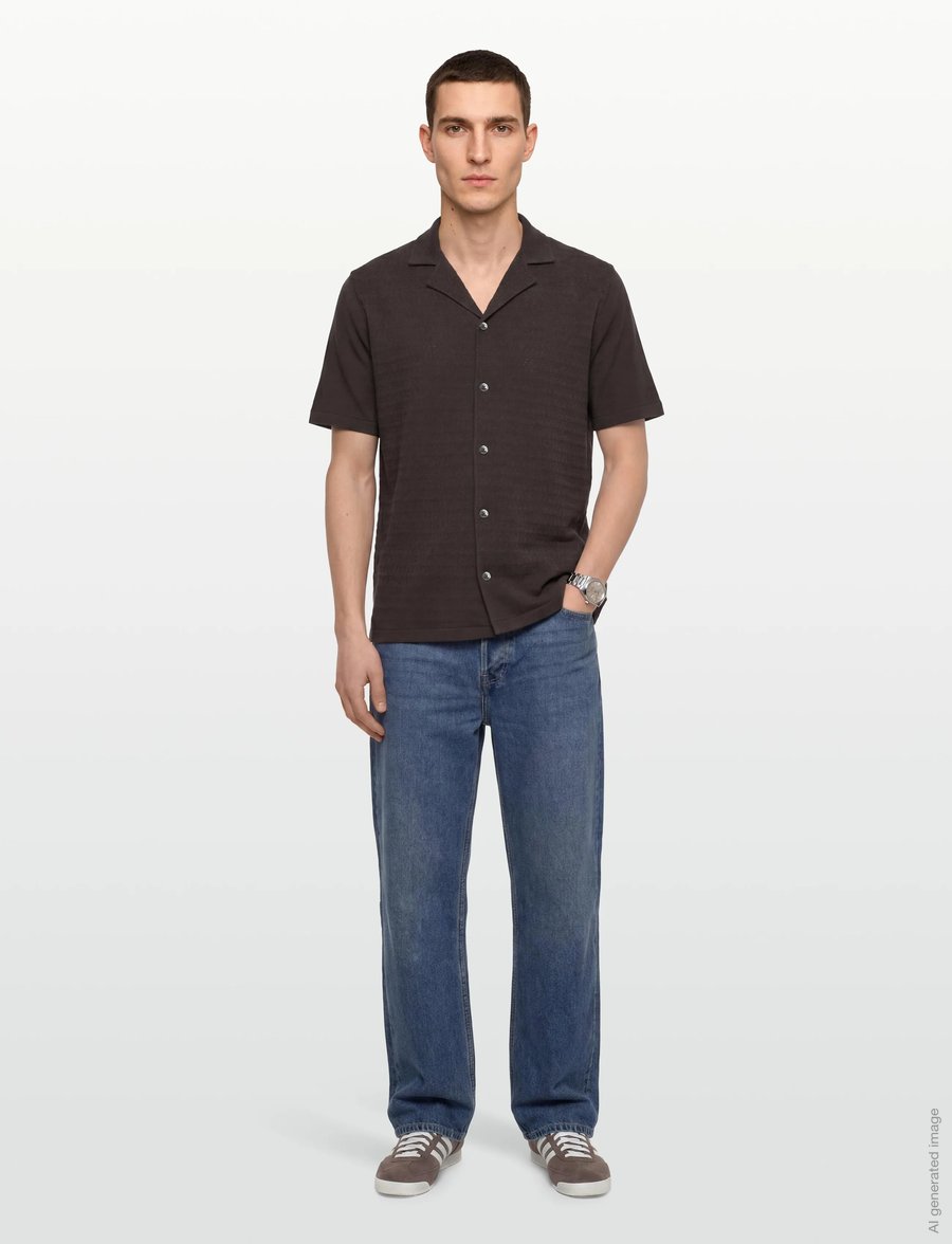 Oscar Jacobson - Kirk Knitted Shirt - basic-hemden - brown elk - 0