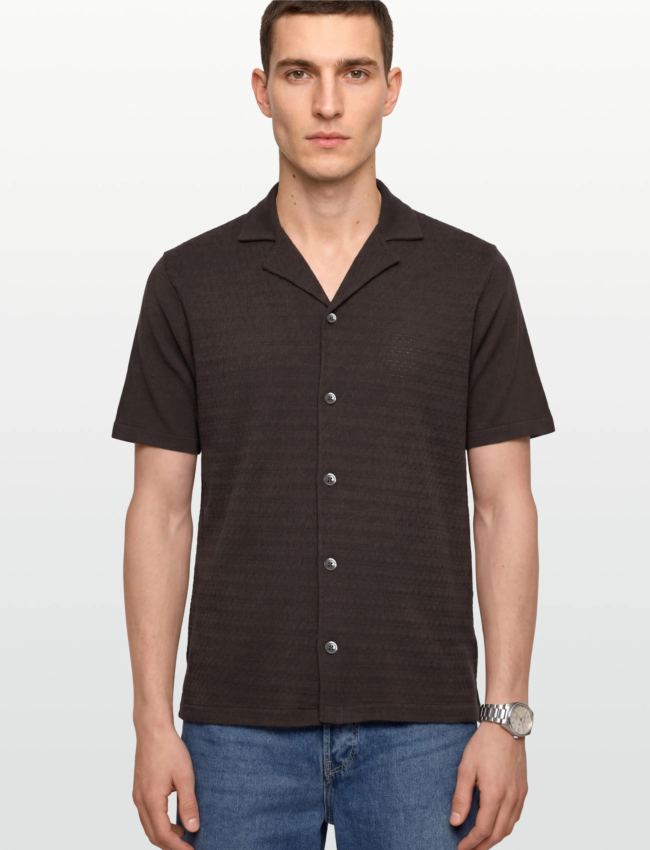 Oscar Jacobson - Kirk Knitted Shirt - basic shirts - brown elk - 3