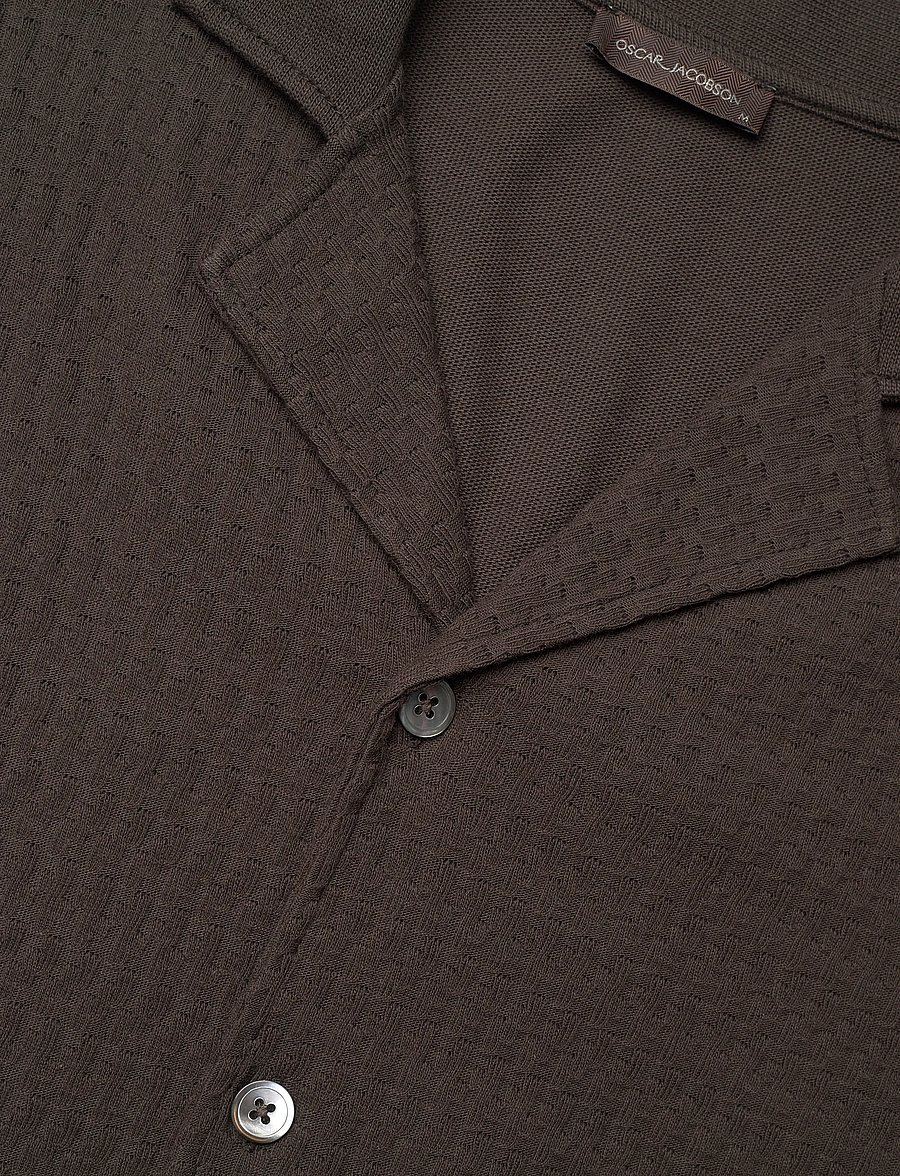 Oscar Jacobson - Kirk Knitted Shirt - basic overhemden - brown elk - 2