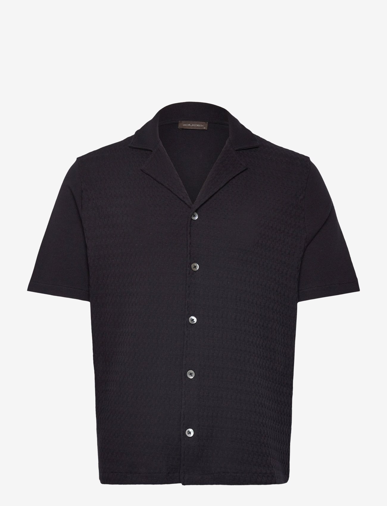 Oscar Jacobson - Kirk Knitted Shirt - kurzarmhemden - night blue - 0