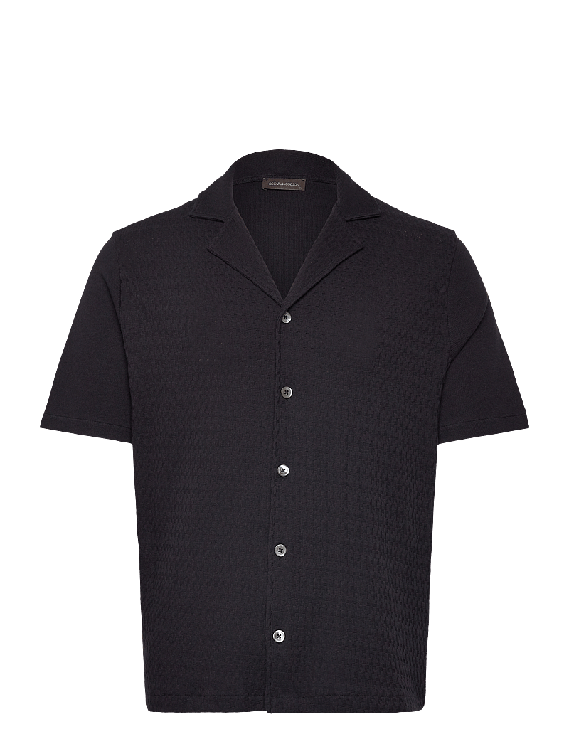 Oscar Jacobson - Kirk Knitted Shirt - kurzarmhemden - night blue - 0