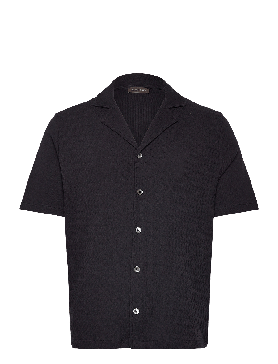 Oscar Jacobson - Kirk Knitted Shirt - podstawowe koszulki - night blue - 1