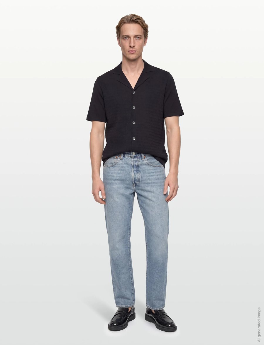Oscar Jacobson - Kirk Knitted Shirt - podstawowe koszulki - night blue - 0