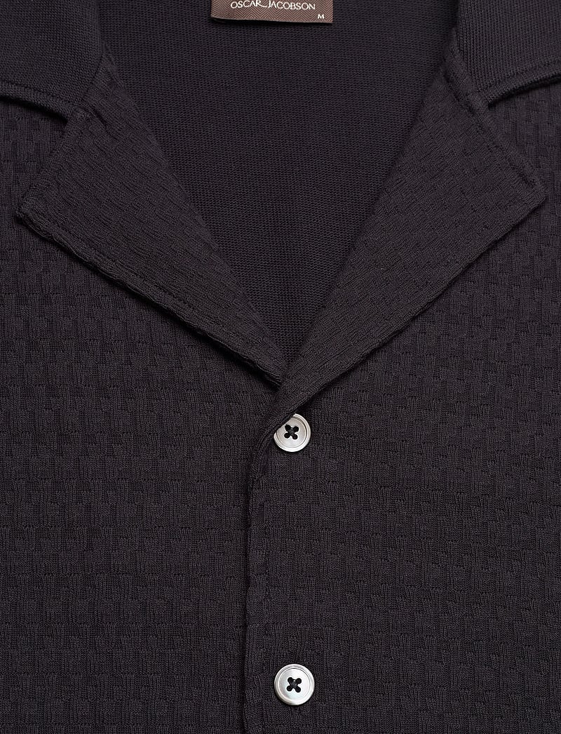 Oscar Jacobson - Kirk Knitted Shirt - kurzarmhemden - night blue - 2