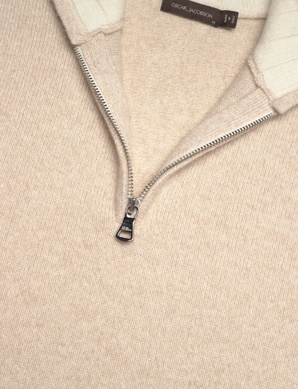 Oscar Jacobson - Paul Half Zip - neuleet joissa puolipitkä vetoketju - beach beige - 2
