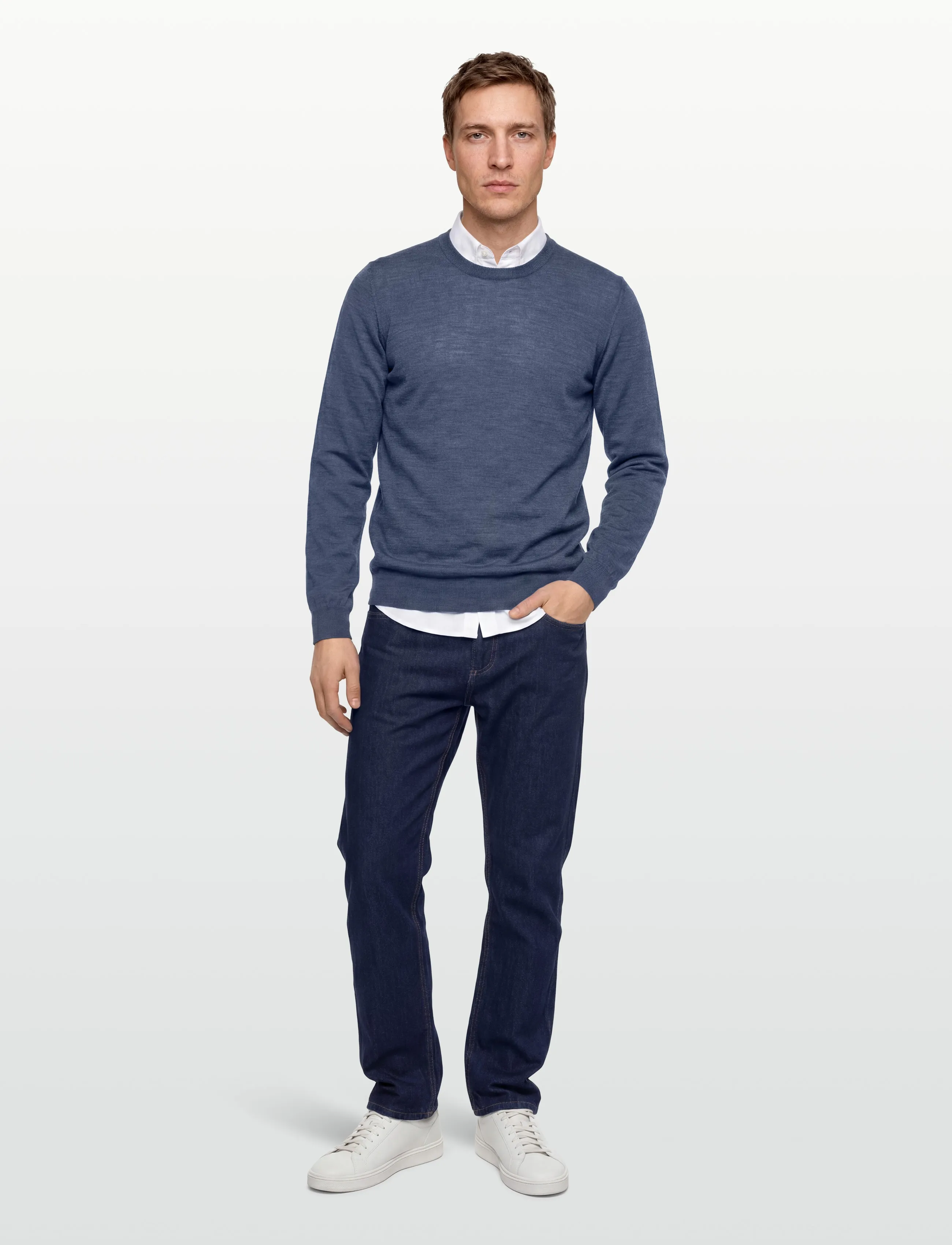 Oscar Jacobson Miguel Roundneck, L, Blue, Strik > Runde Halse, Herre