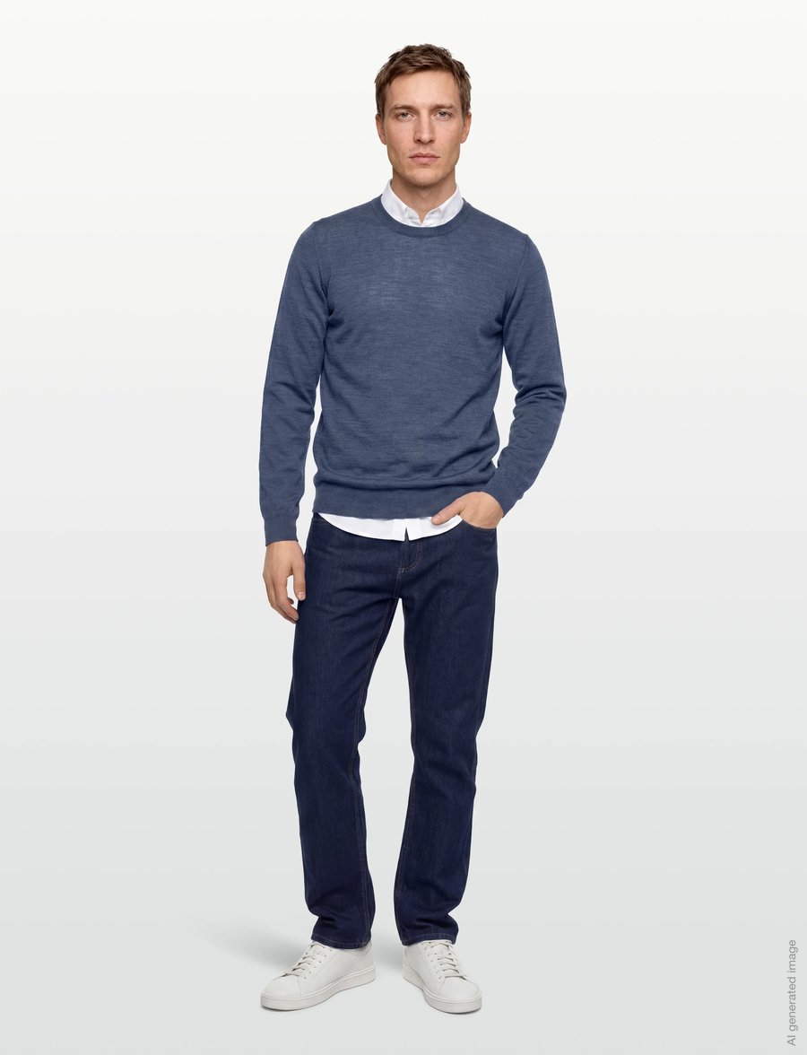 Oscar Jacobson - Miguel Roundneck - Ümmarguse kaelusega kudumid - denim blue - 0
