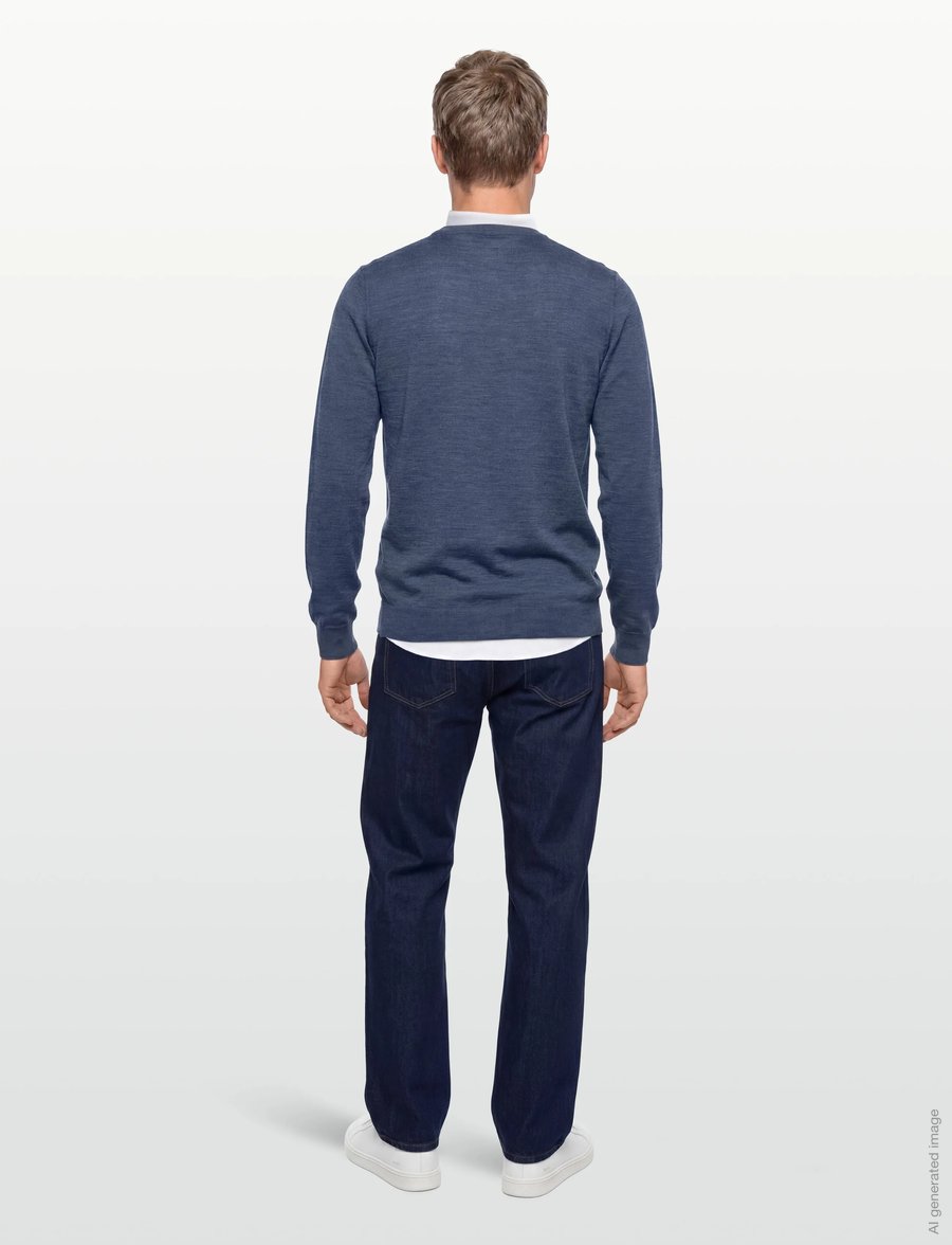 Oscar Jacobson - Miguel Roundneck - Ümmarguse kaelusega kudumid - denim blue - 4