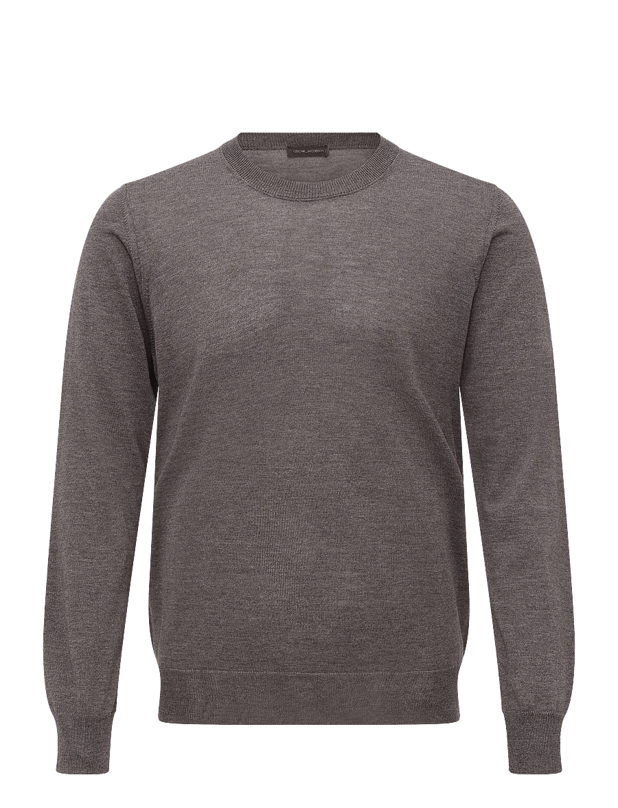 Oscar Jacobson - Miguel Roundneck - knitted round necks - taupe brown - 0