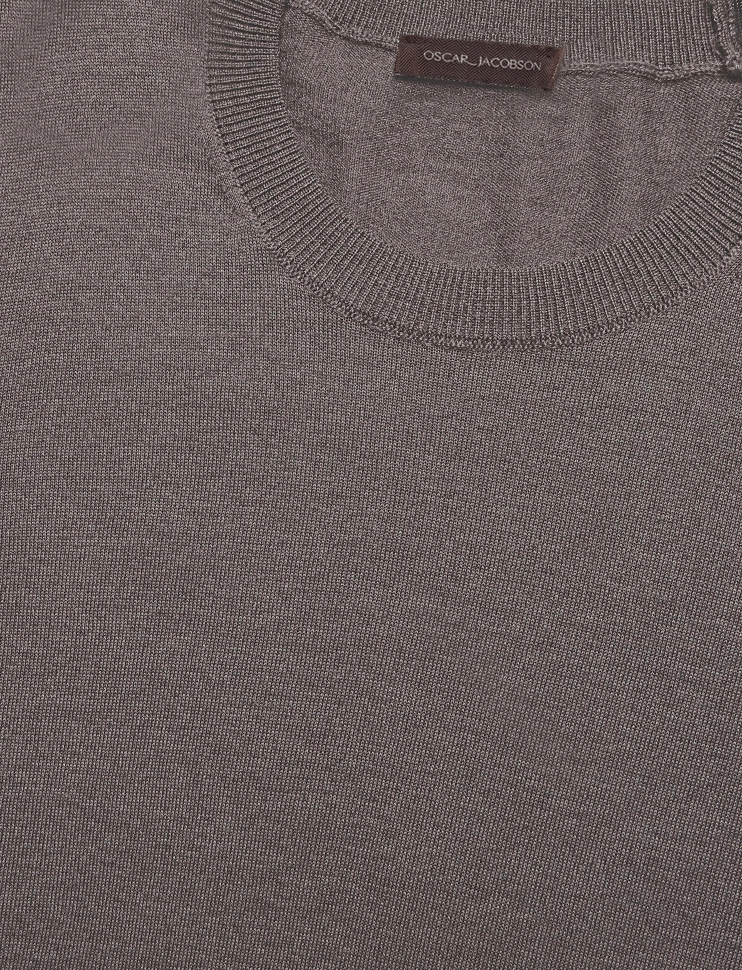 Oscar Jacobson - Miguel Roundneck - knitted round necks - taupe brown - 2