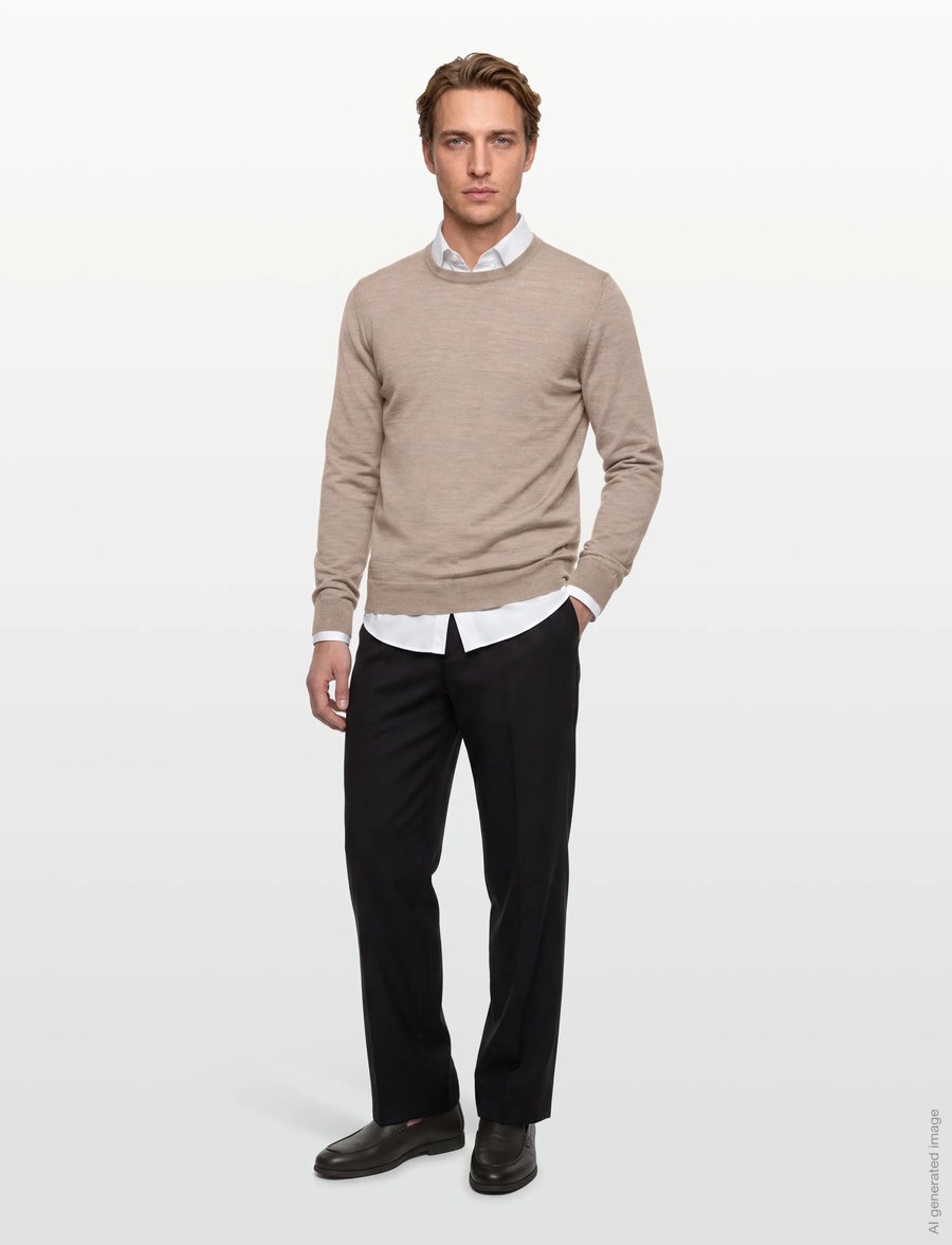 Oscar Jacobson - Miguel Roundneck - rundhals - baked beige - 0