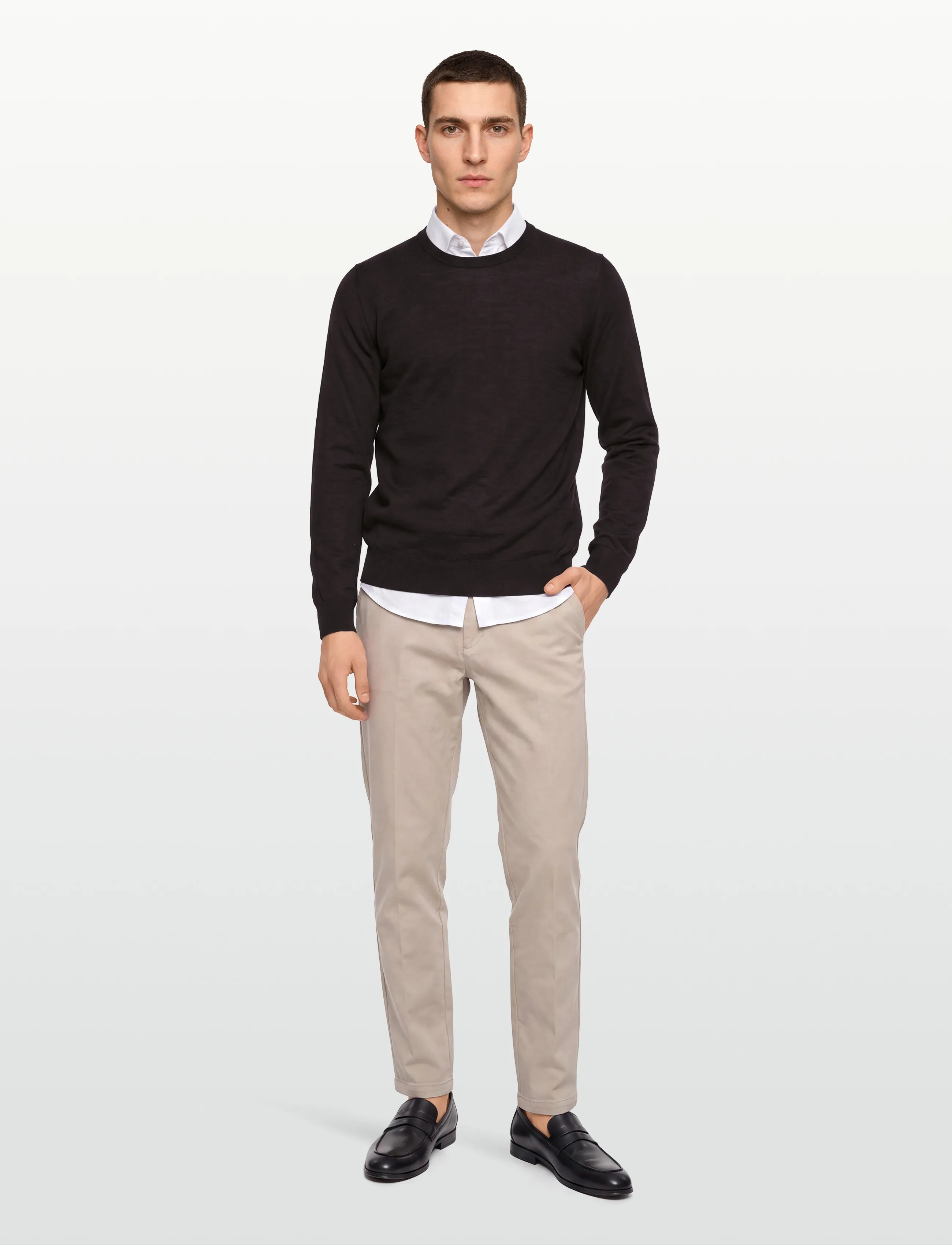 Oscar Jacobson Miguel Roundneck, Mænd, Rundhalset Sweater, Brun, Str: L