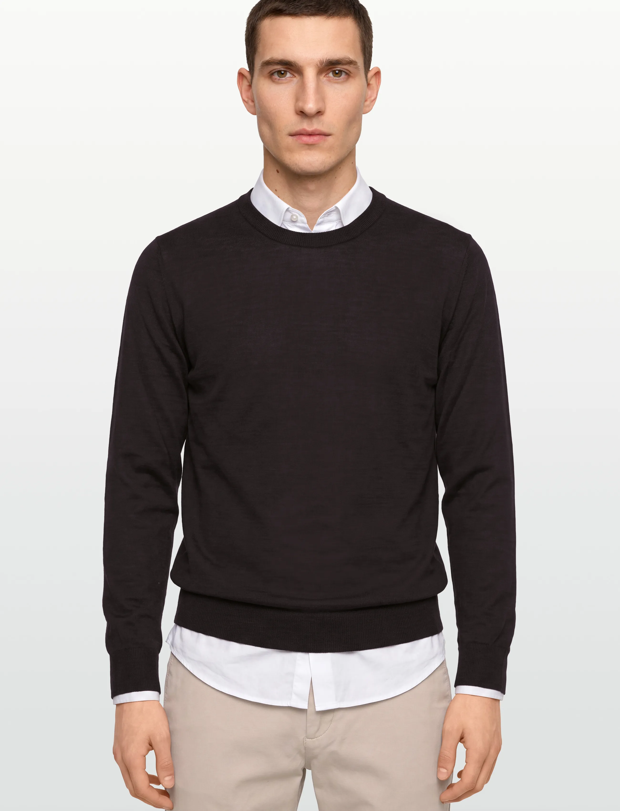 Oscar Jacobson - Miguel Roundneck - Ümmarguse kaelusega kudumid - brown flannel - 3