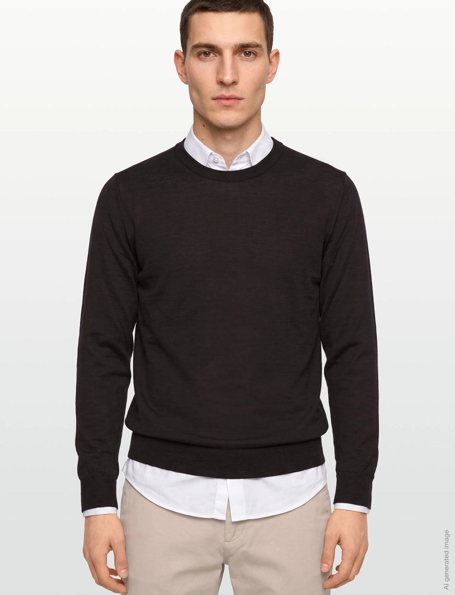 Oscar Jacobson - Miguel Roundneck - Ümmarguse kaelusega kudumid - brown flannel - 3