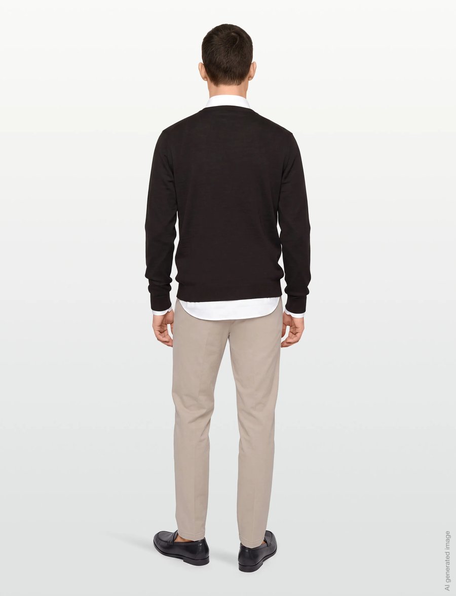 Oscar Jacobson - Miguel Roundneck - Ümmarguse kaelusega kudumid - brown flannel - 4