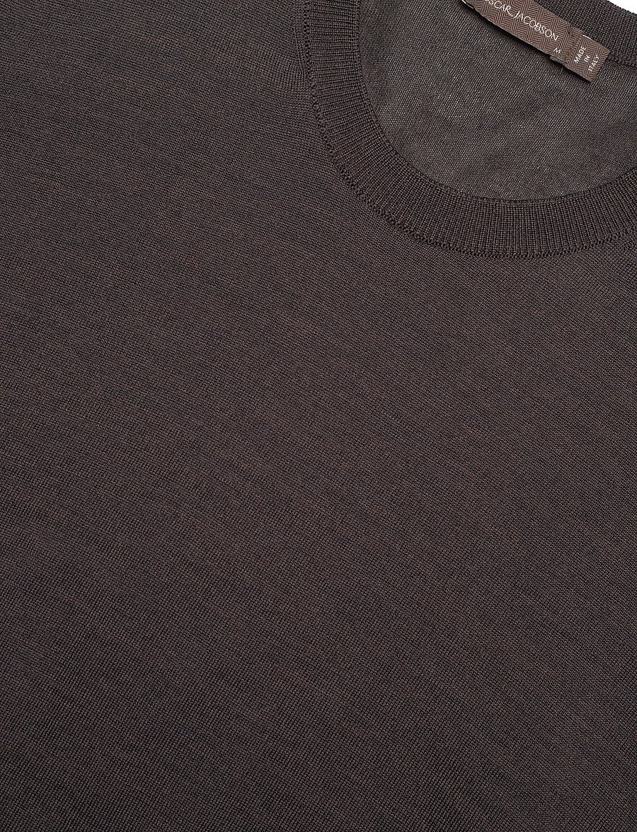 Oscar Jacobson - Miguel Roundneck - Ümmarguse kaelusega kudumid - brown flannel - 2
