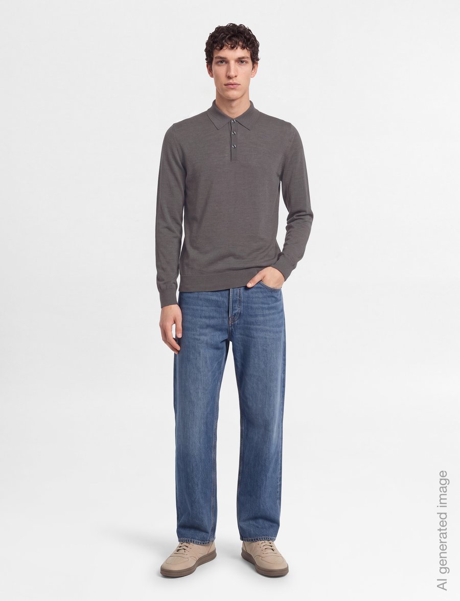 Oscar Jacobson - Melvin Poloshirt - langärmelige strick-polohemden - taupe brown - 0