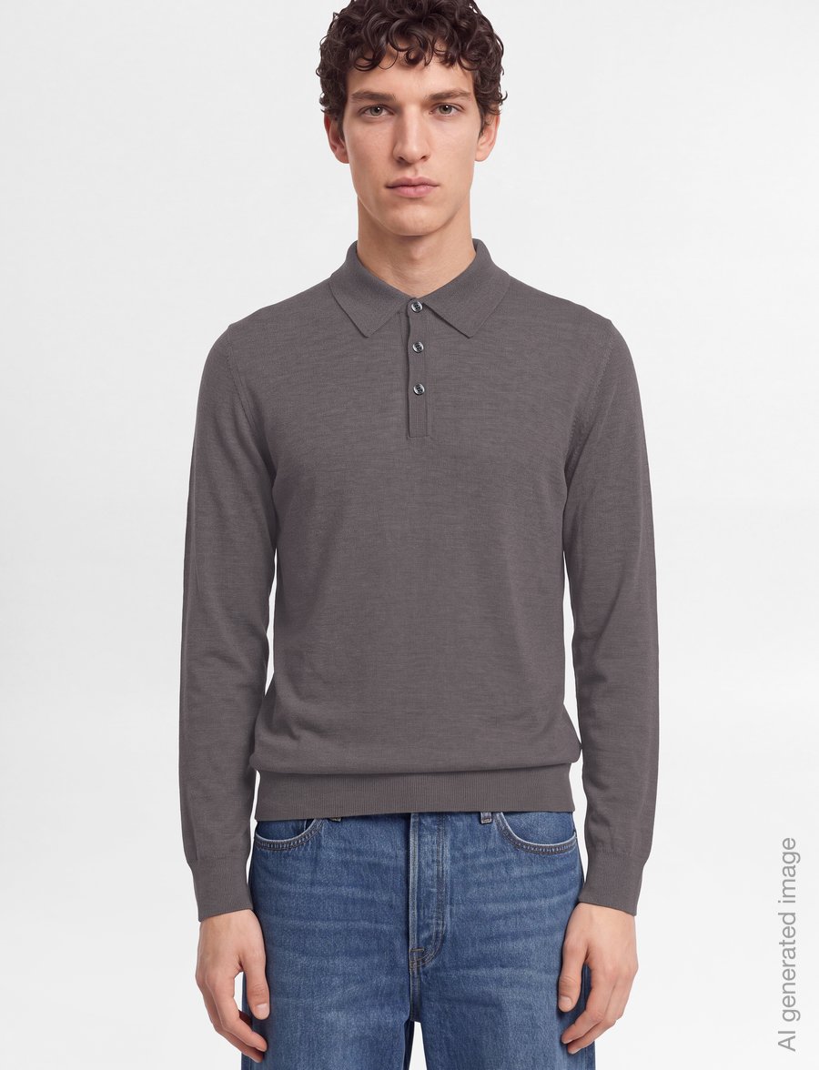 Oscar Jacobson - Melvin Poloshirt - langärmelige strick-polohemden - taupe brown - 3