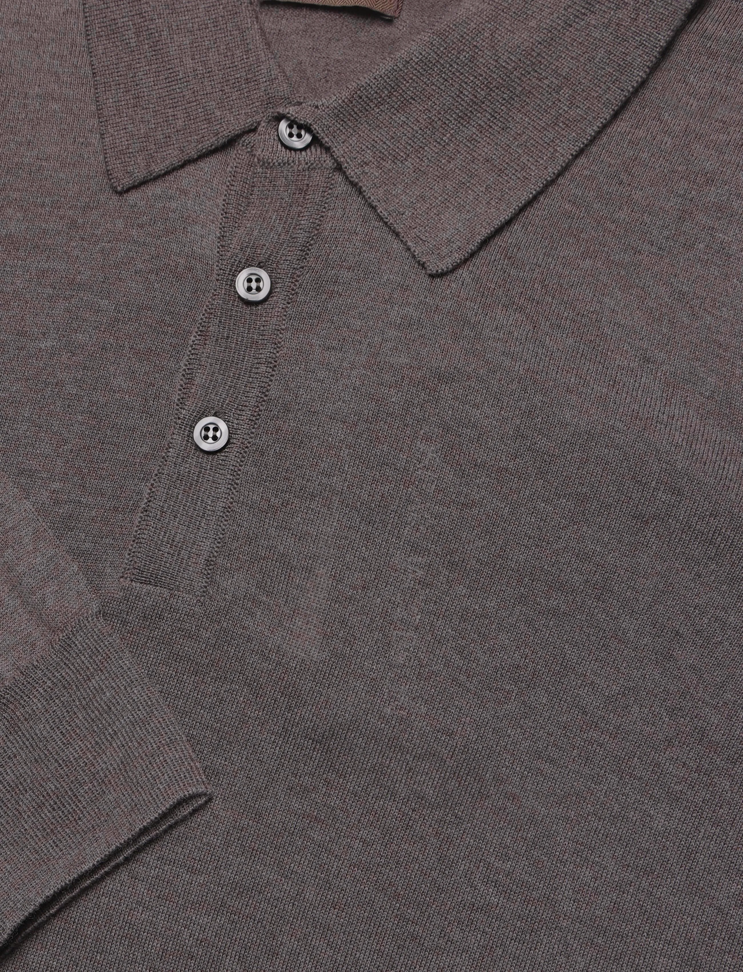 Oscar Jacobson - Melvin Poloshirt - långärmade stickade pikétröjor - taupe brown - 2