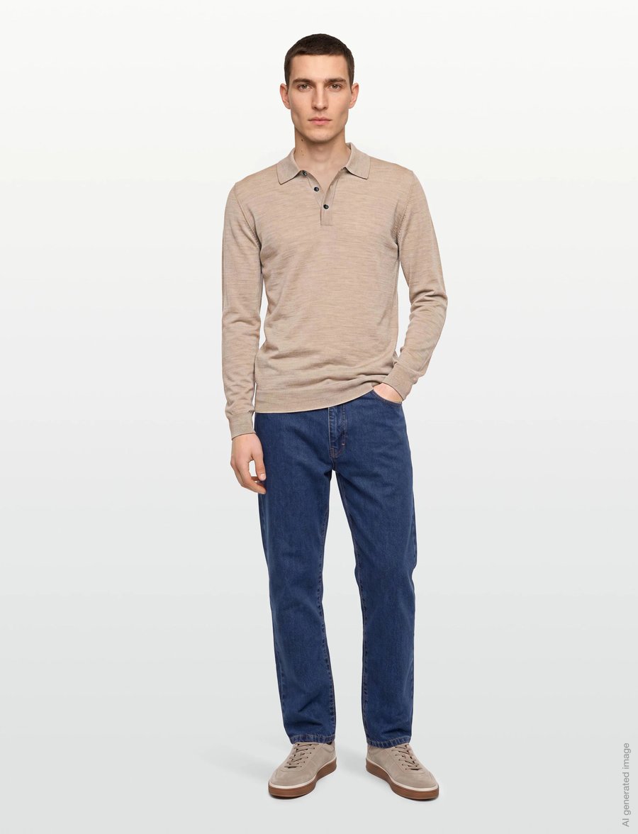 Oscar Jacobson - Melvin Poloshirt - långärmade stickade pikétröjor - baked beige - 0