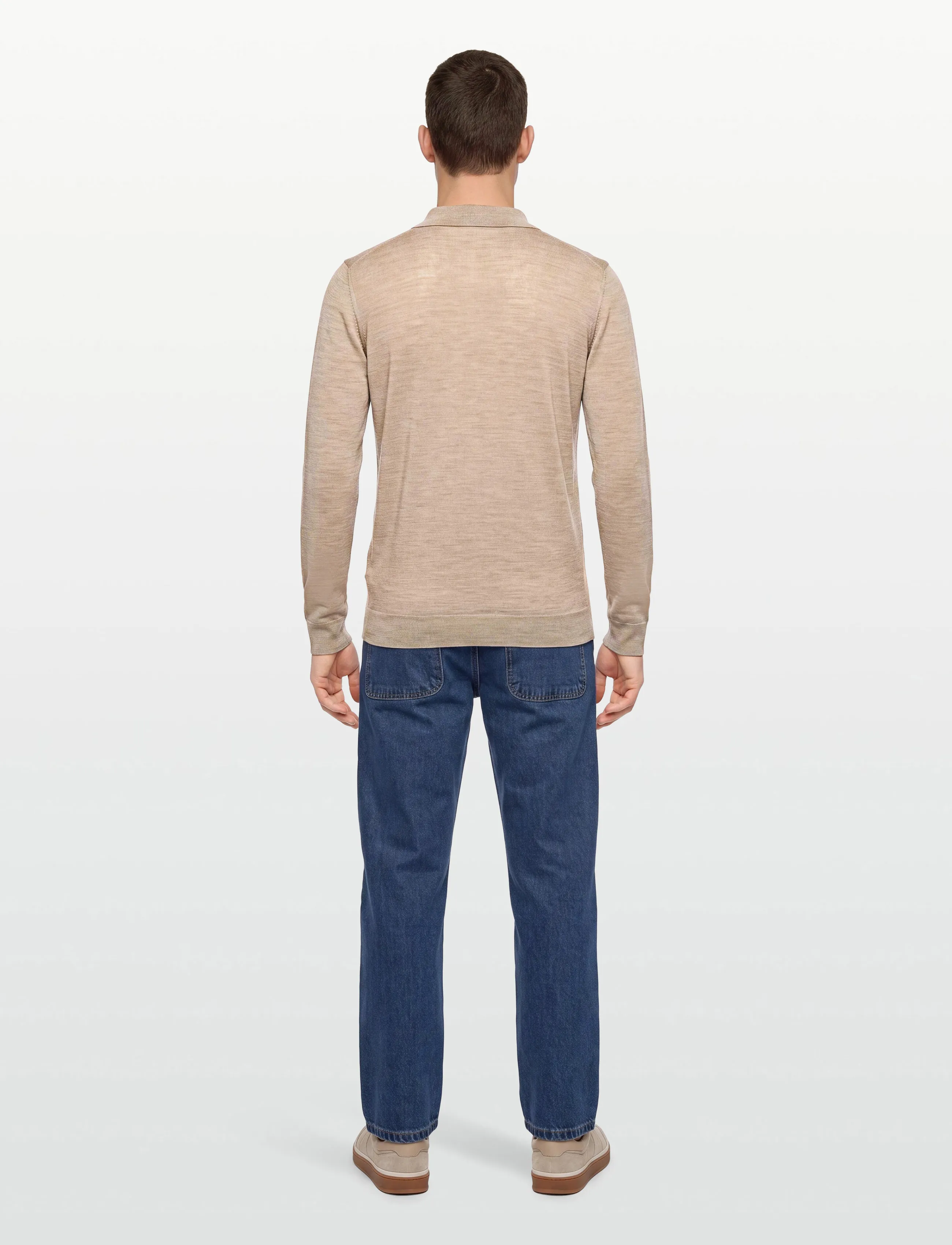 Oscar Jacobson - Melvin Poloshirt - långärmade stickade pikétröjor - baked beige - 4