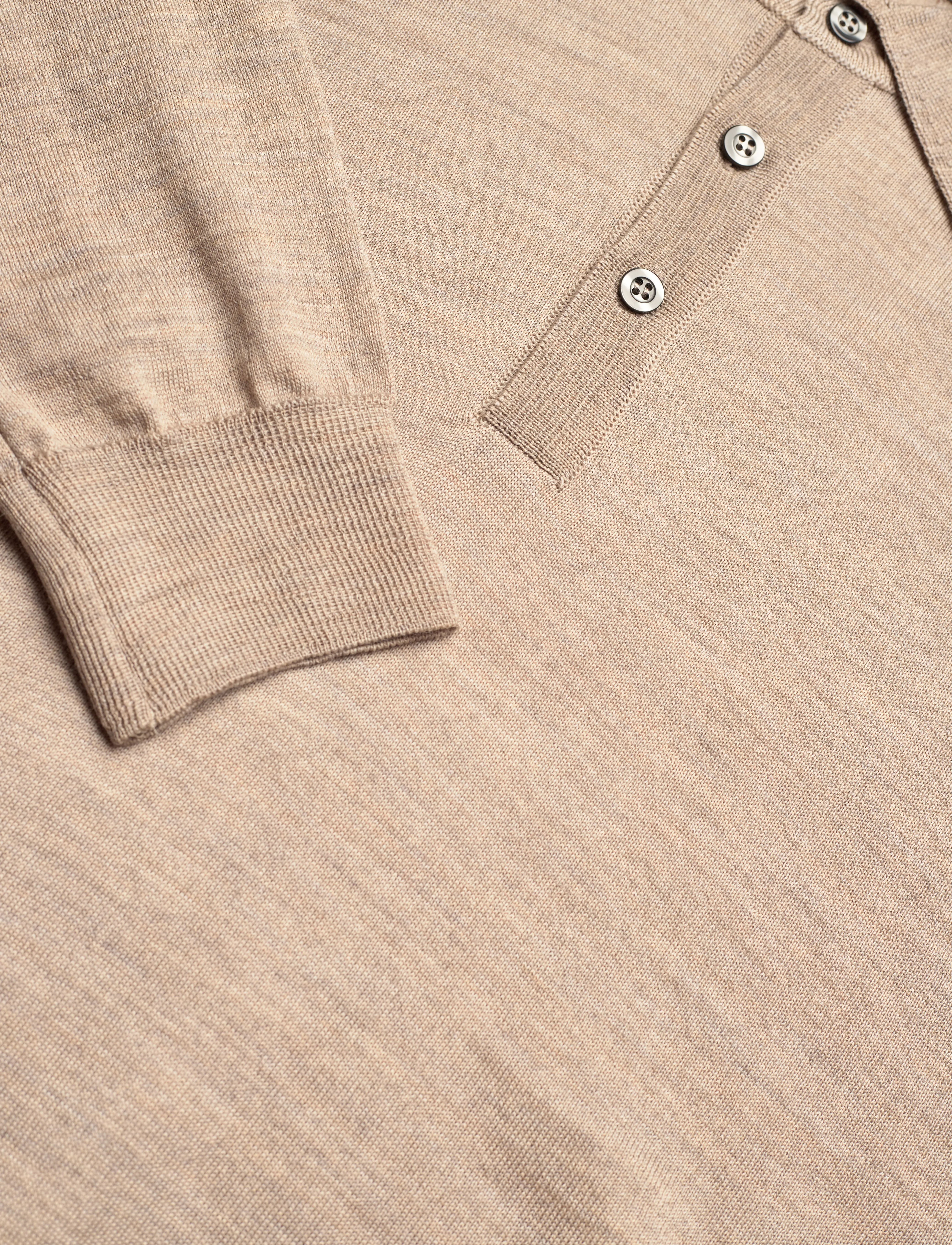 Oscar Jacobson - Melvin Poloshirt - pikkade varrukatega kootud polosärgid - baked beige - 2