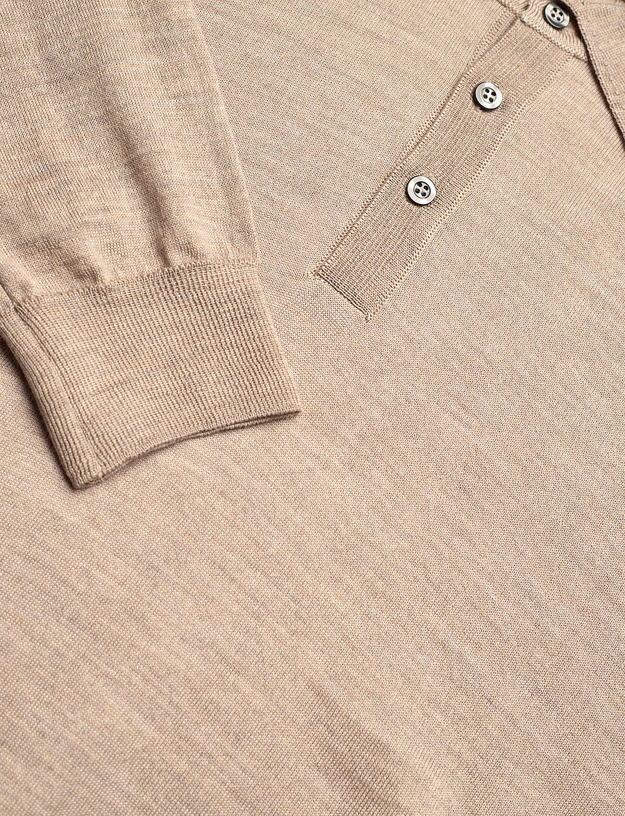 Oscar Jacobson - Melvin Poloshirt - pikkade varrukatega kootud polosärgid - baked beige - 2