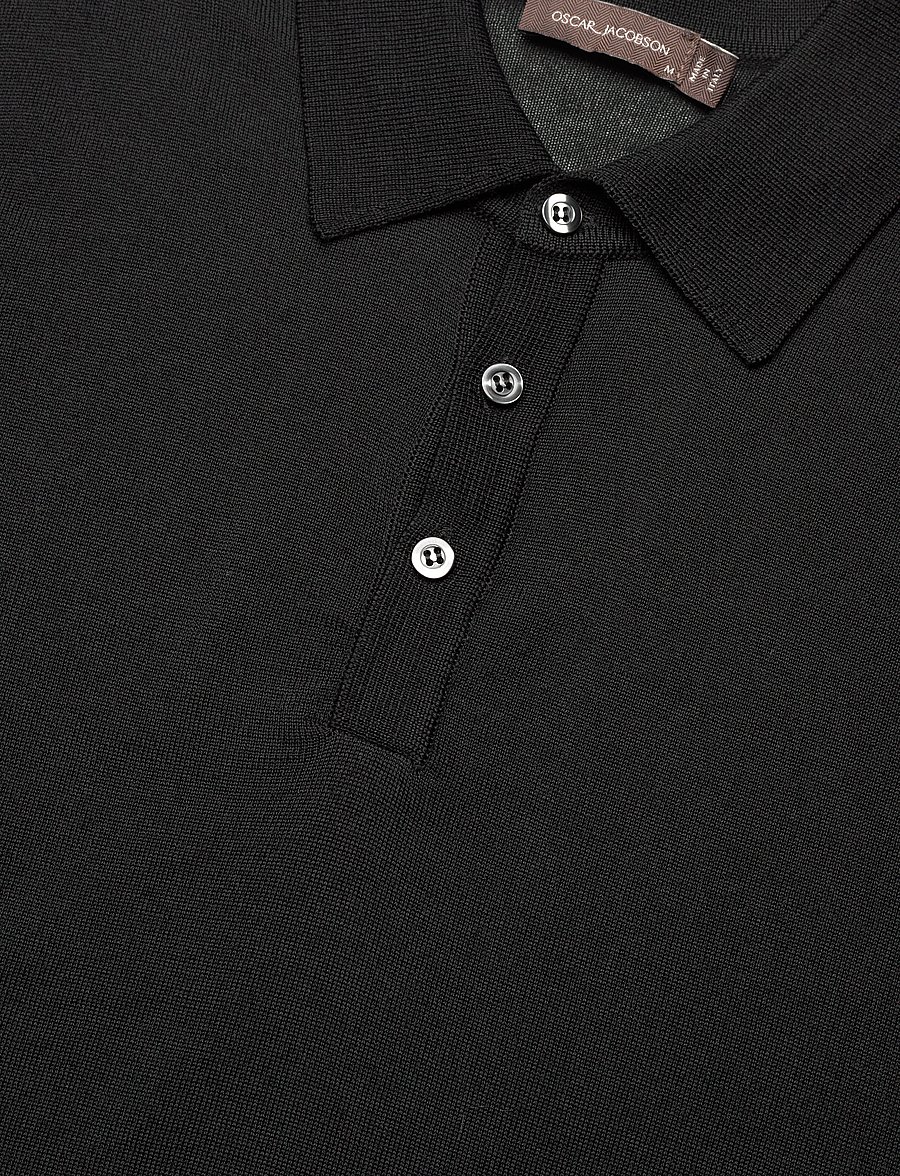 Oscar Jacobson - Melvin Poloshirt - pikkade varrukatega kootud polosärgid - black tile - 2