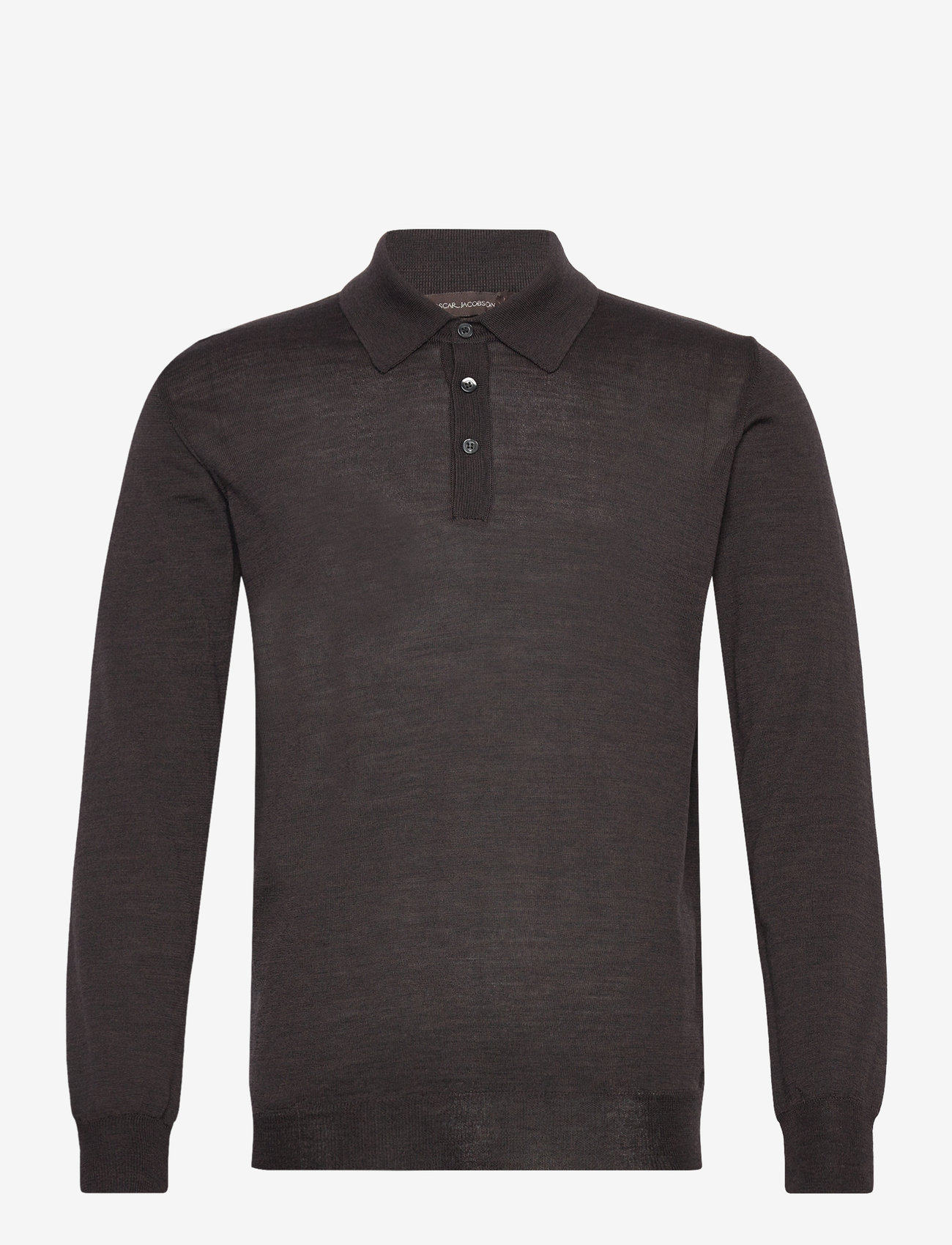 Oscar Jacobson - Melvin Poloshirt - langärmelige gestrickte polohemden - brown flannel - 0