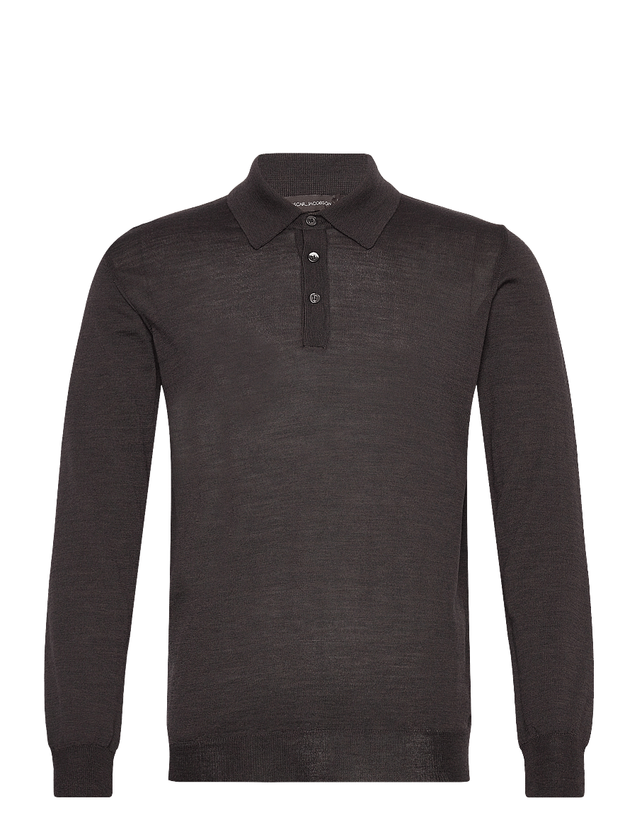 Oscar Jacobson - Melvin Poloshirt - pikkade varrukatega kootud polosärgid - brown flannel - 0