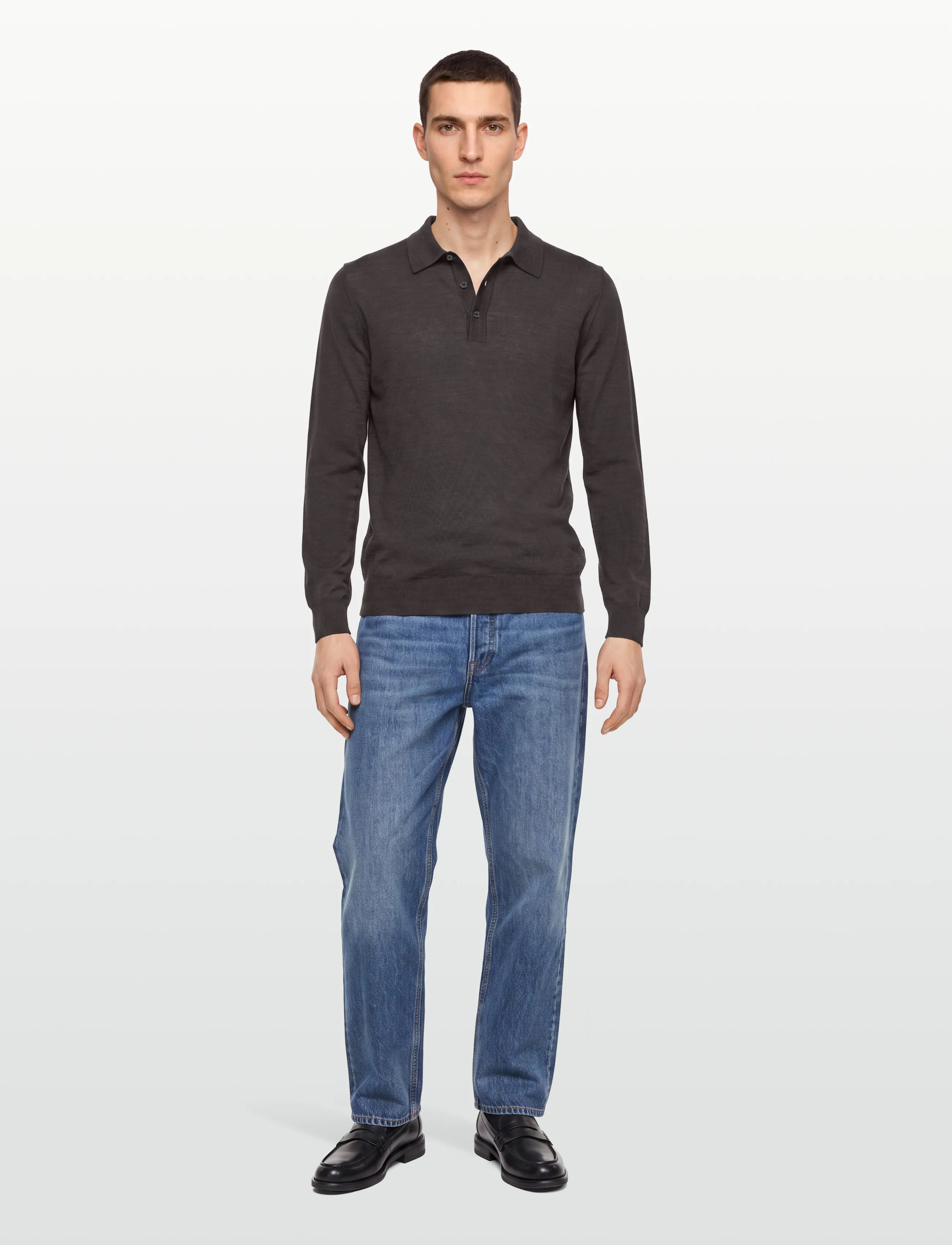 Oscar Jacobson Melvin Poloshirt, Mænd, Langærmet Polo Shirt, Brun, Str: XL