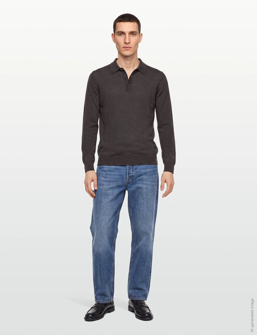 Oscar Jacobson - Melvin Poloshirt - pikkade varrukatega kootud polod - brown flannel - 0