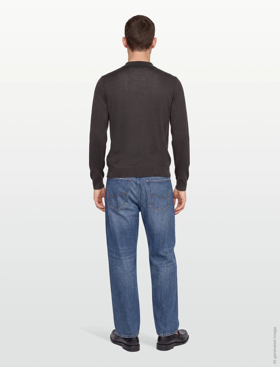 Oscar Jacobson - Melvin Poloshirt - pikkade varrukatega kootud polod - brown flannel - 4